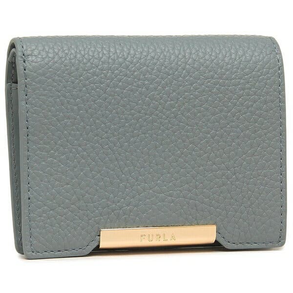 【美品】【正規品】FURLA アッシュブルー 二つ折り財布 箱付き FURLA フルラ Furla Camelia コンパクト財布 S LAGUNA ライト