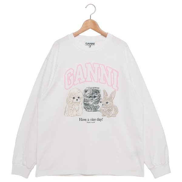 ガニー Tシャツ カットソー アニマル ホワイト レディース GANNI T4275 151 ガニー Tシャツ カットソー[品番：AXEB0037837]｜AXES（アクセス