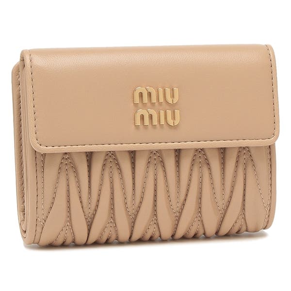 miumiu 三つ折り マテラッセ ミュウミュウ 三つ折り財布 マテラッセレザー ミニ財布 ブラック