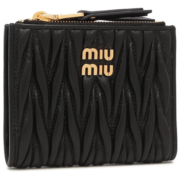 ⭐️のびこのび⭐️ MIU MIU 二つ折り財布 マテラッセ ブラック eg2 ミュウミュウ 二つ折り財布 マテラッセ ミニ財布 ブラック
