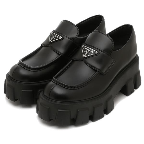 PRADA プラダ 本革ローファー レディース 36 PRADA プラダ 靴 チョコレート ブラッシュドレザー ローファー
