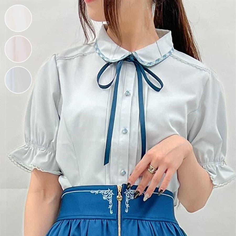 パイピング×リボン付ブラウス[品番：IGAW0005135]｜axes femme