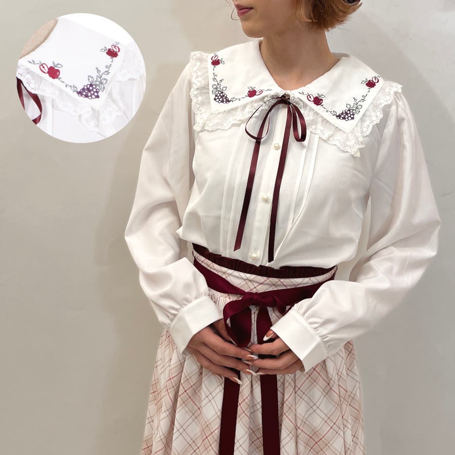 ラ レコルト刺繍襟BL[品番：IGAW0002384]｜axes femme