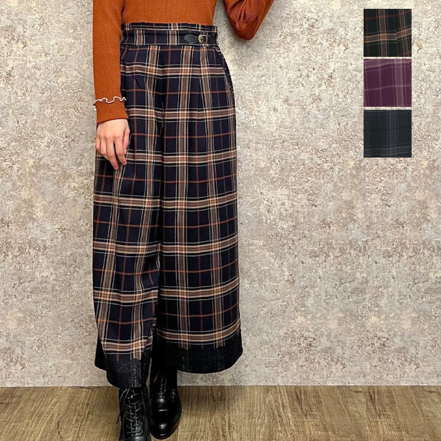 バックルチェックワイドパンツ[品番：IGAW0002705]｜axes femme