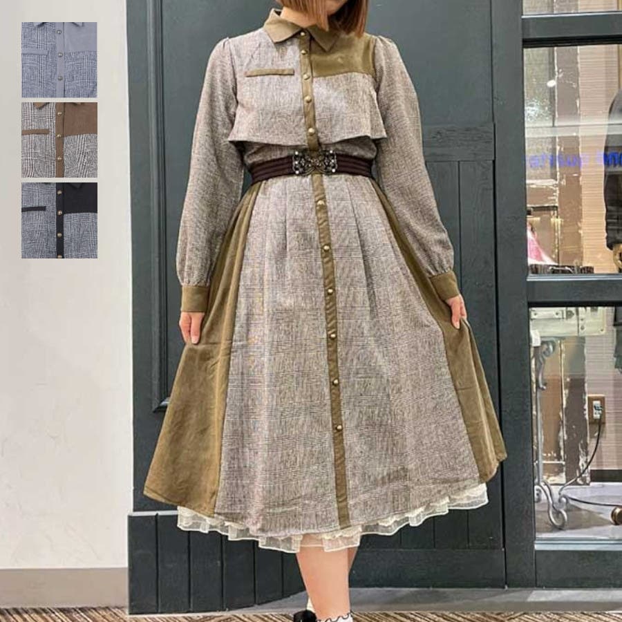 バイカラーシャツワンピース[品番：IGAW0003011]｜axes femme