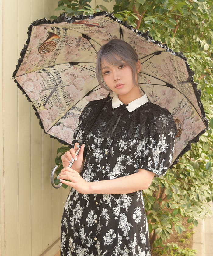 音楽柄晴雨兼用パゴダ傘[品番：IGAW0007665]｜axes femme（アクシーズ