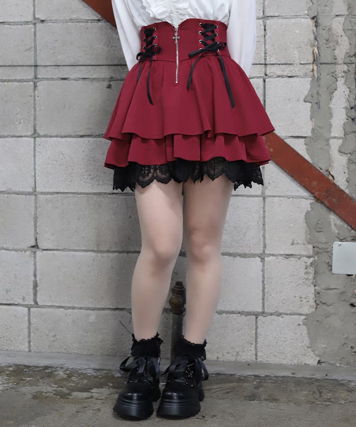 クロスチャームフリルミニスカート[品番：IGAW0007361]｜axes femme