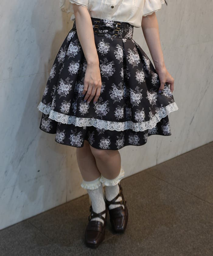 ローズブーケ柄ミドルスカート[品番：IGAW0007955]｜axes femme