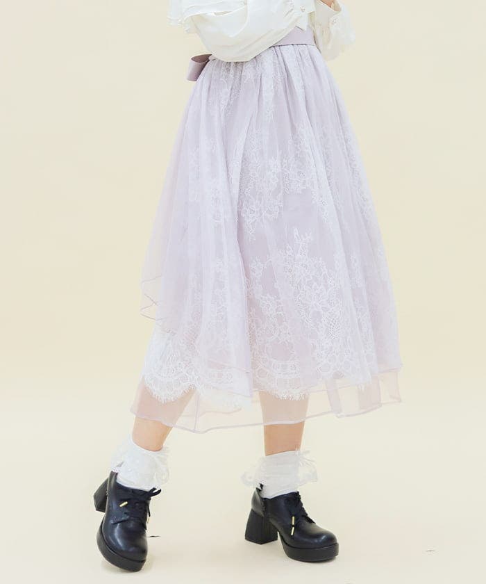 バックフリルチュールスカート[品番：IGAW0005904]｜axes femme