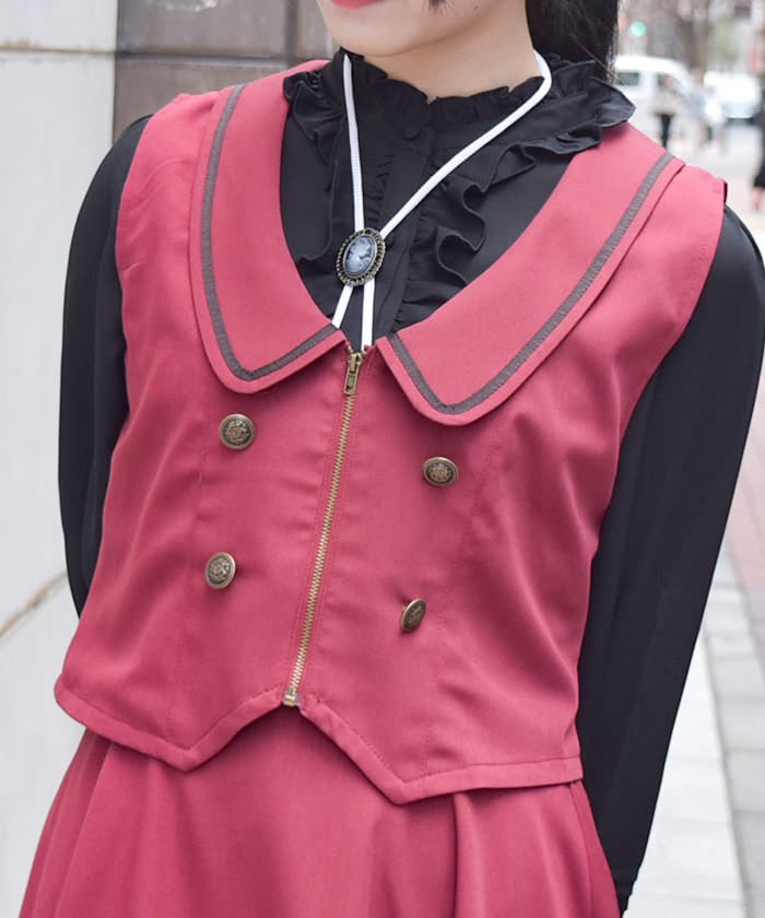 ディープネックジップベスト[品番：IGAW0006181]｜axes femme