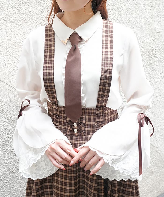 【新品】d.i.a. ネクタイ 背中あき フレアカットソー ネクタイ付フレアスリーブBL[品番：IGAW0008258]｜axes femme