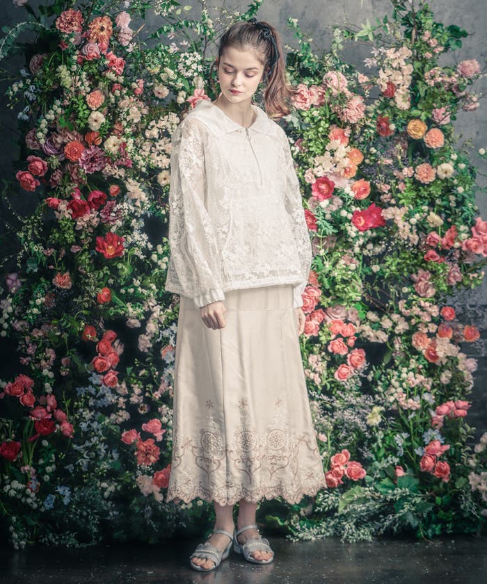 カラー刺繍スカート[品番：IGAW0001613]｜axes femme