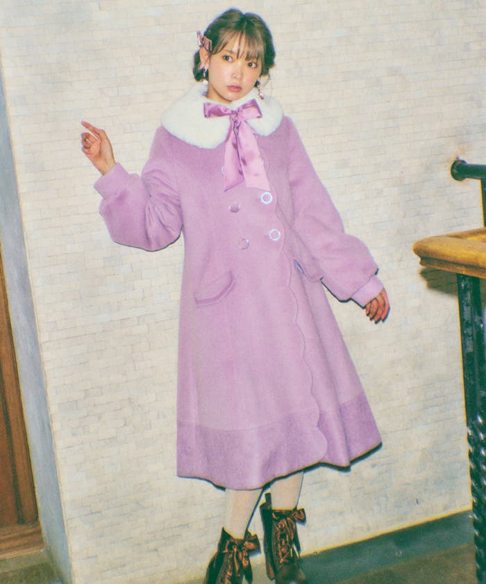 ファーティペ付ロングコート[品番：IGAW0000728]｜axes femme