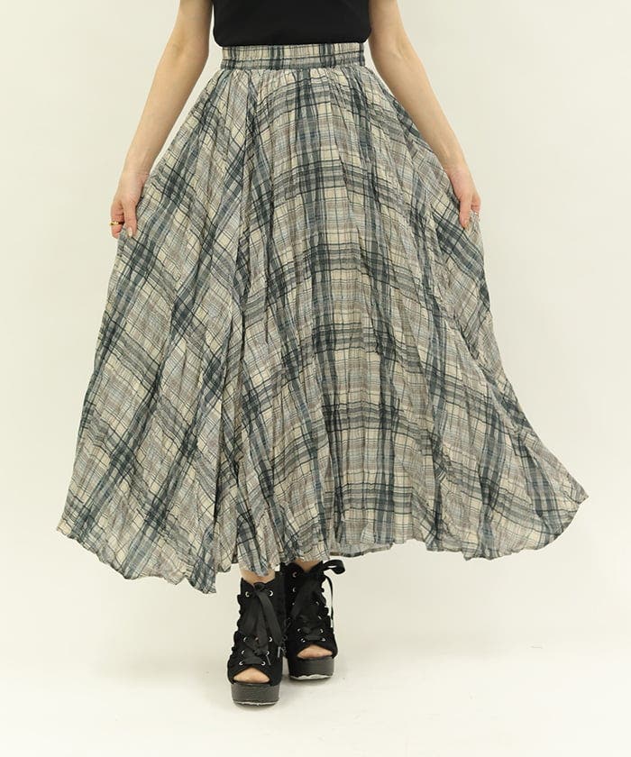 シワ加工チェック柄スカート[品番：IGAW0006350]｜axes femme