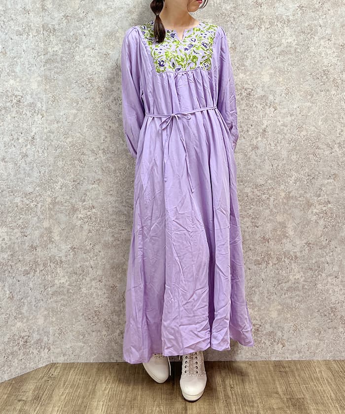 刺繍モチーフマキシワンピース[品番：IGAW0006242]｜axes femme
