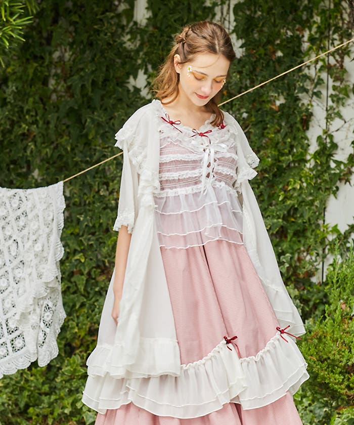 チュールフリル楊柳ガウン | レディース服・レディース