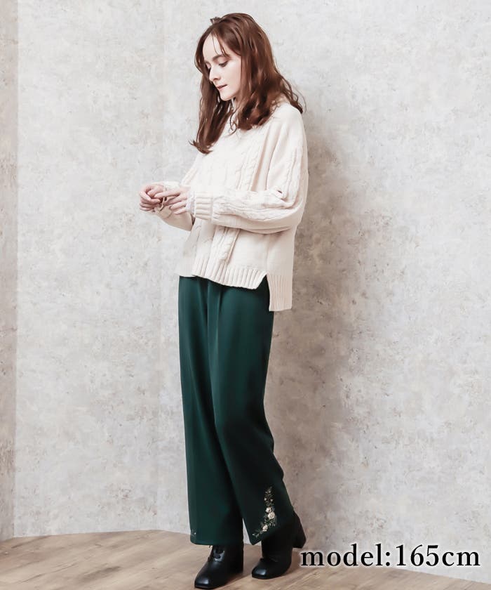 裾刺繍ストレートカットパンツ[品番：IGAW0001145]｜axes femme