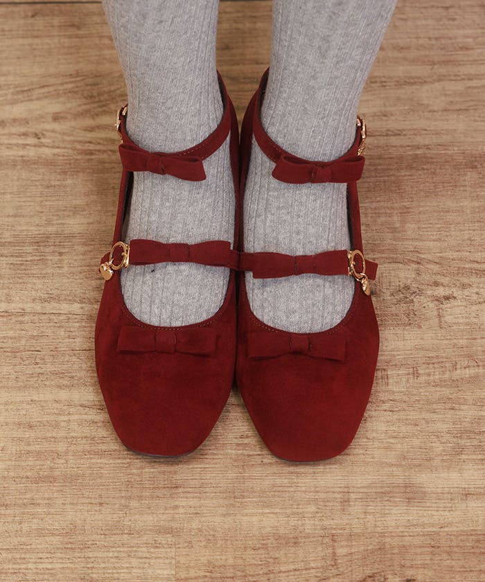 スクエアトゥ連リボンパンプス[品番：IGAW0006793]｜axes femme