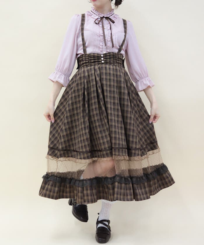 完売品 ⭐️新品タグ付き ⭐️ XXSサイズ ANEW レディース　スカート　カーキ AMBIDEX Store 〇80ボイル ピンタック ティアードスカート(F