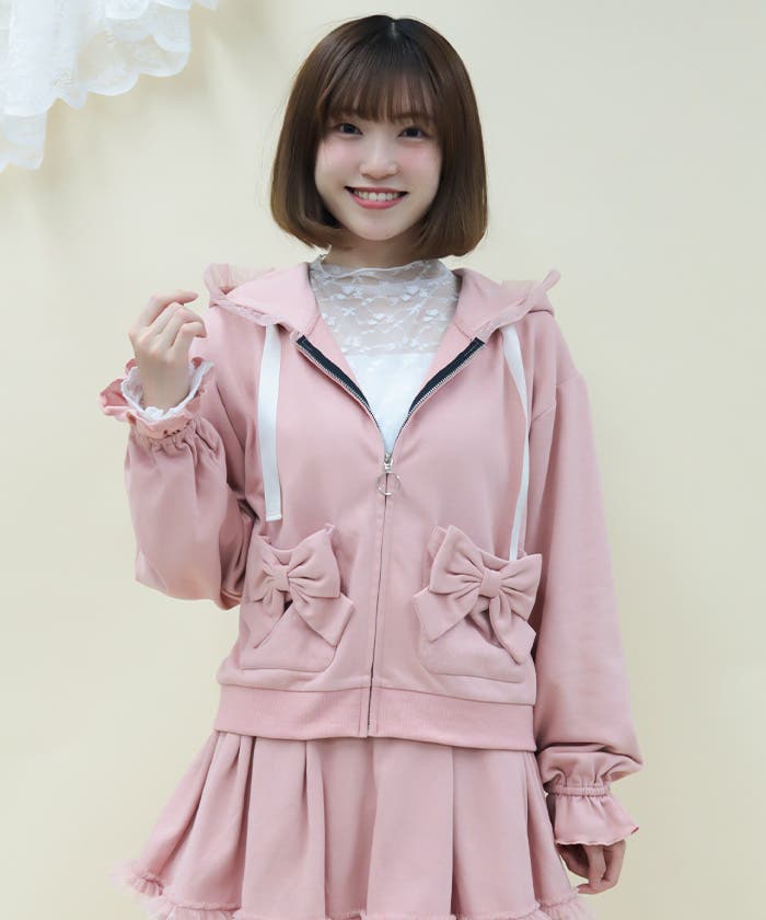 ドットチュール使いパーカー[品番：IGAW0006862]｜axes femme