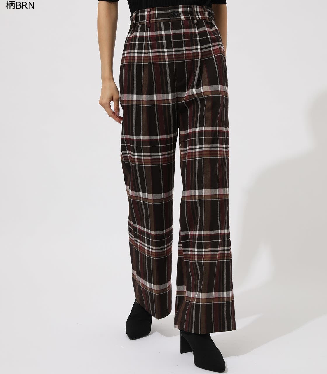 Bluelea チェックパンツ Sサイズ CHECK SEMI FLARE PANTS/チェックセミフレアパンツ[品番
