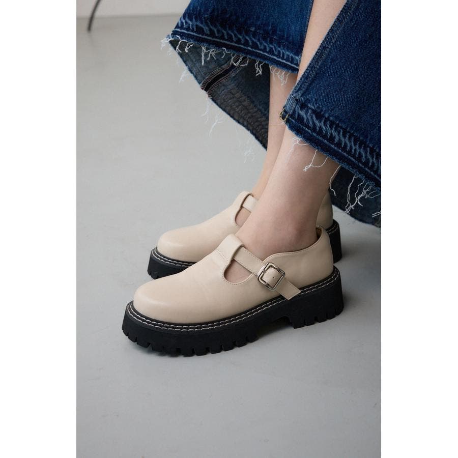 AZUL by moussy｜Tストラップ厚底ローファー | Rakuten Fashion