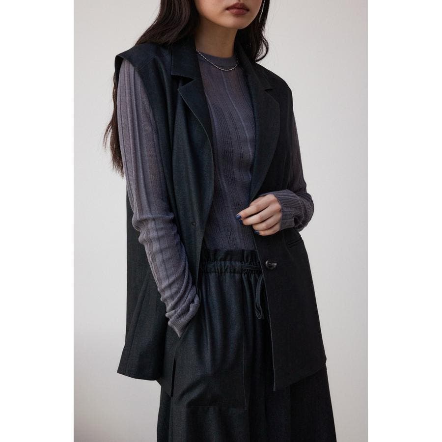 新品タグ付✨かぐれ　2024AW　アルパカルーズベスト　ゆったり　柔らか　グレー 新品タグ付✨かぐれ 2024AW アルパカルーズベスト ゆったり 柔らか