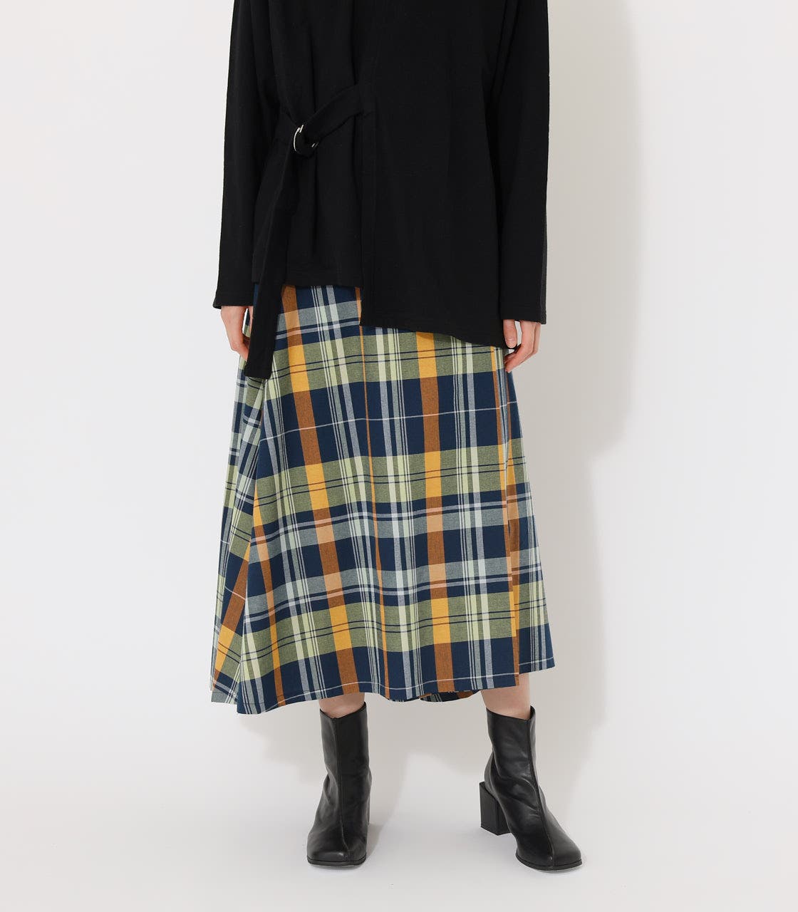 BIG CHECK WRAP SKIRT/ビッグチェックダブルラップスカート[品番