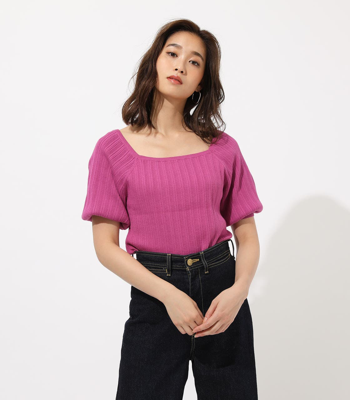 Puff sleeve knit tops/パフスリーブニットトップス[品番