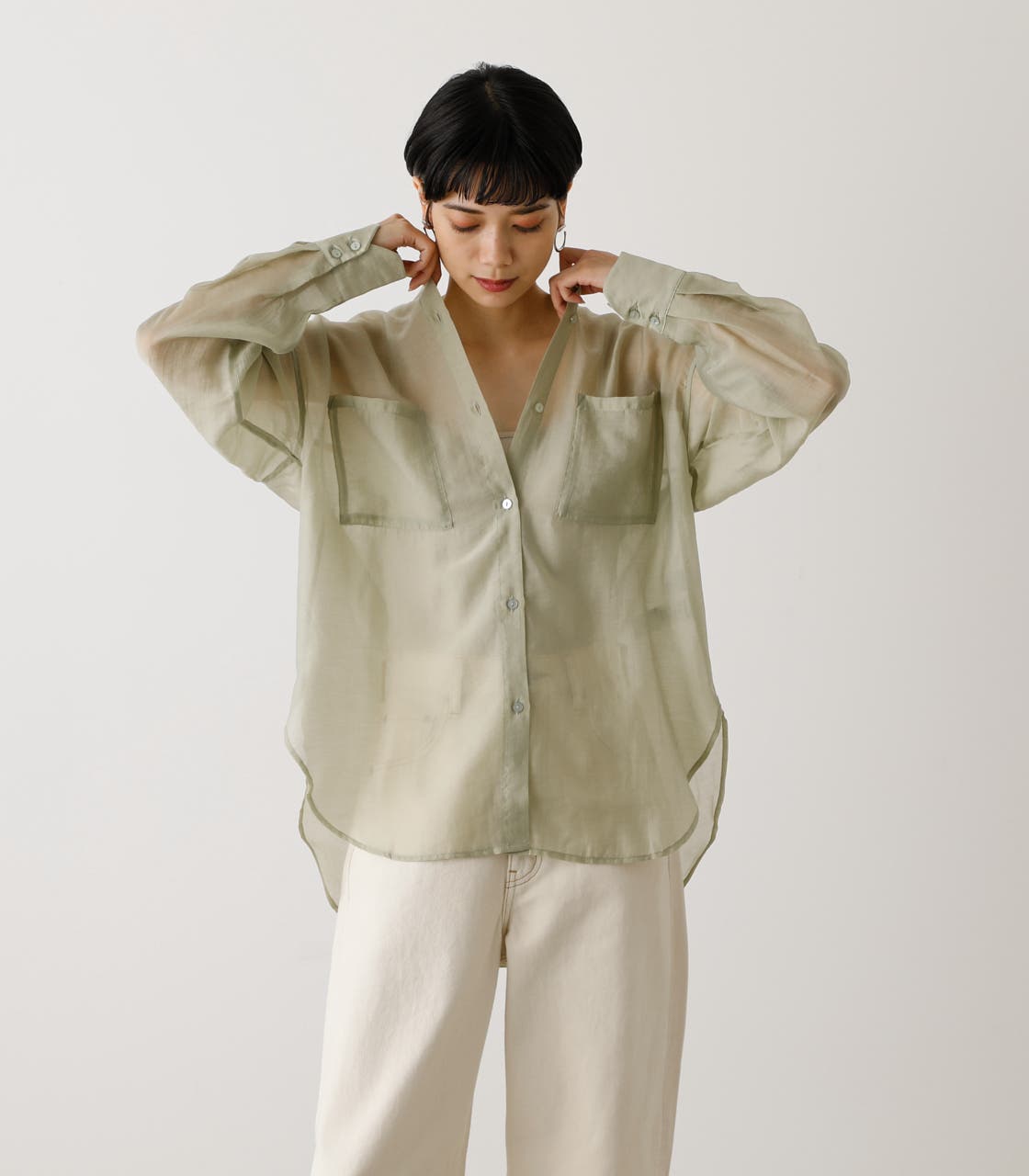 meer. RIPPLES SHEER OVERSHIRT シアー シャツ