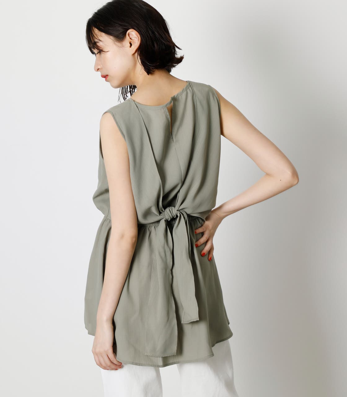 BACK RIBBON PEPLUM TOP/バックリボンペプラムトップ[品番