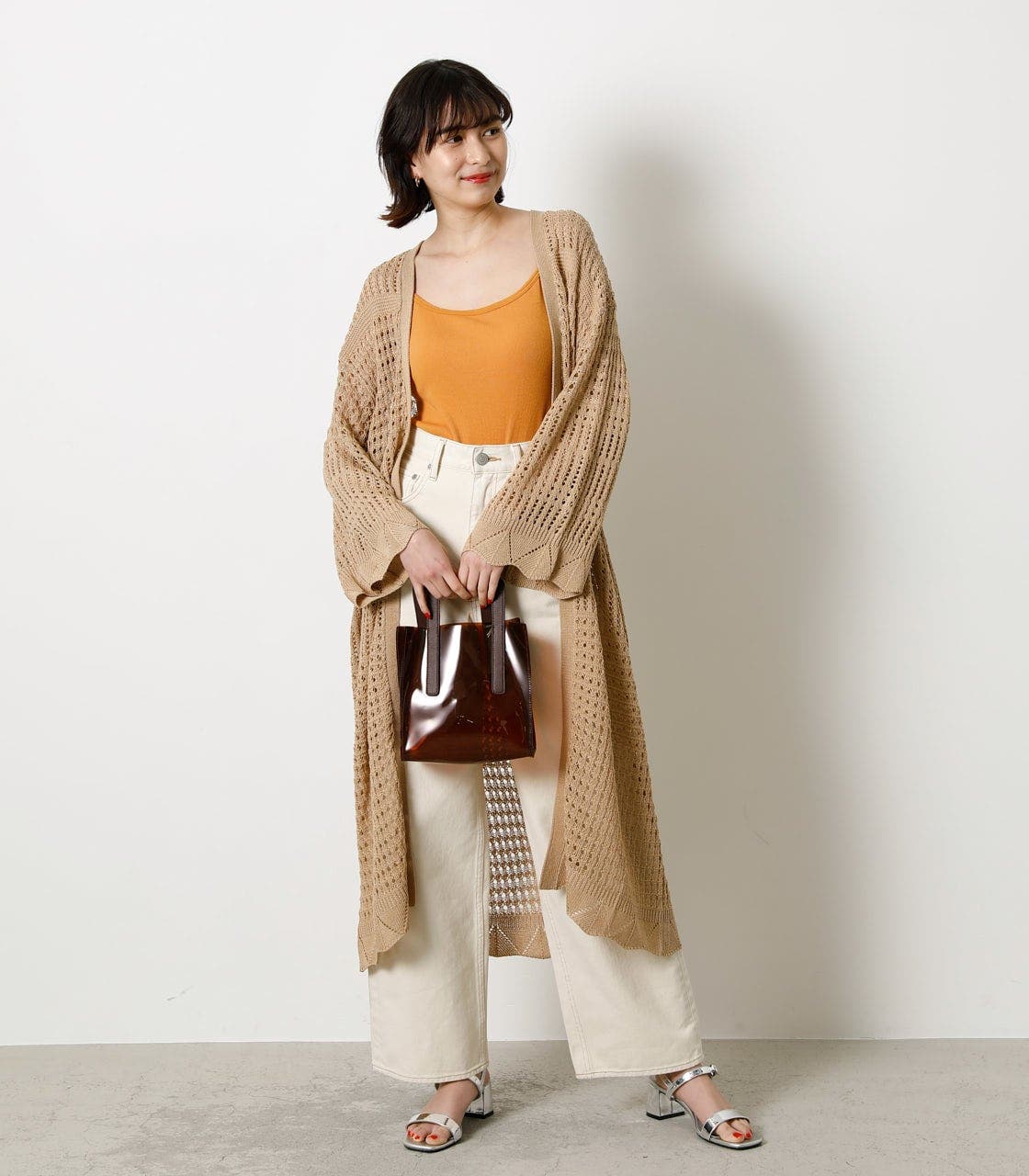極美品✨◆COLLECTHUNCH◆bluegreengreyロングカーディガン CROCHET LONG CARDIGAN/クロシェットロングカーディガン[品番