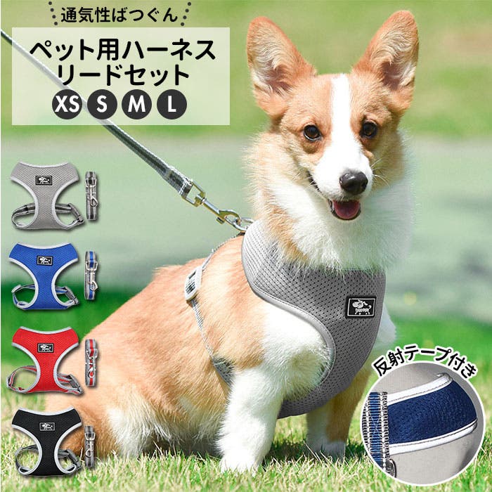 ペット ハーネス リード セット 反射テープ付き bl854[品番