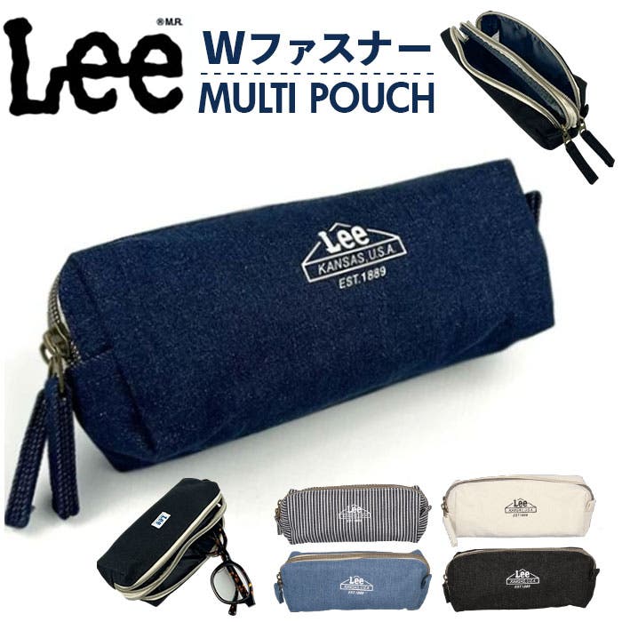 ローズシルエット×無地　特大ダブルファスナーポーチ　黒薔薇　ラミネート Lee ダブルファスナー マルチポーチ[品番：BCYW0039922]｜BACKYARD
