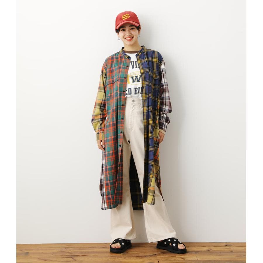 Curensology クレイジーパターンロングシャツワンピース Curensology クレイジーパターンロングシャツワンピース