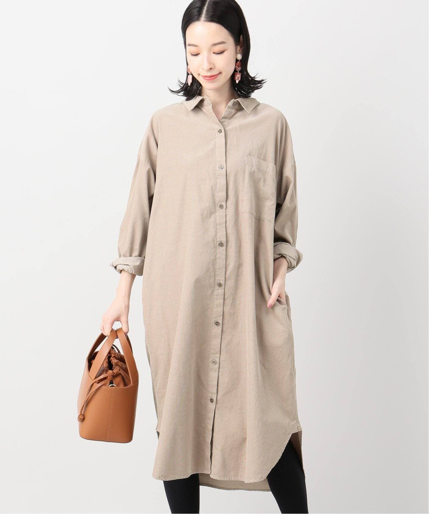 オブリ　ベージュシャツワンピース　0サイズ オブリ ベージュシャツワンピース 0サイズ