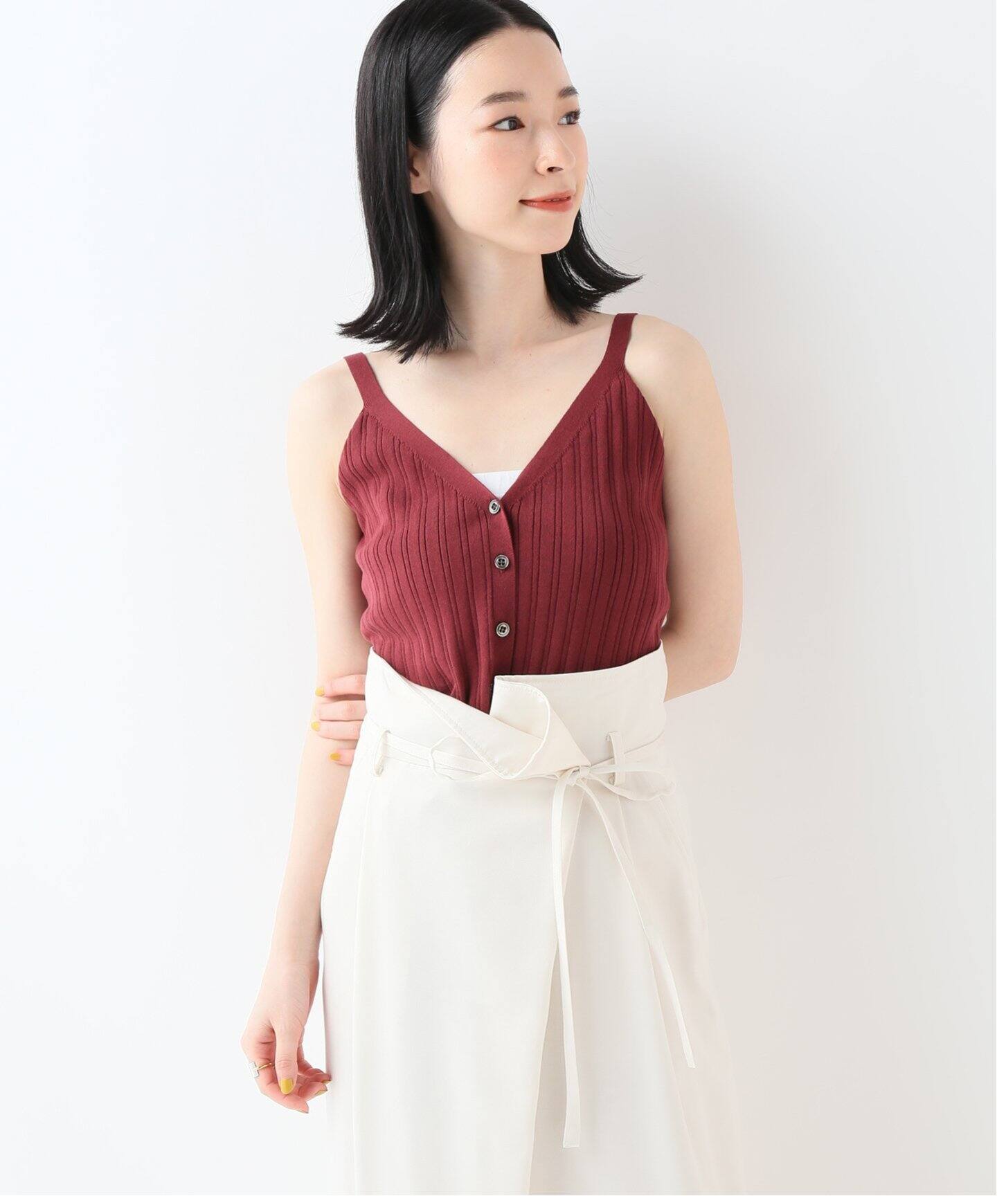 SLOBE IENA Fi.m フロントボタンリブキャミニット[品番：BYCW0007152