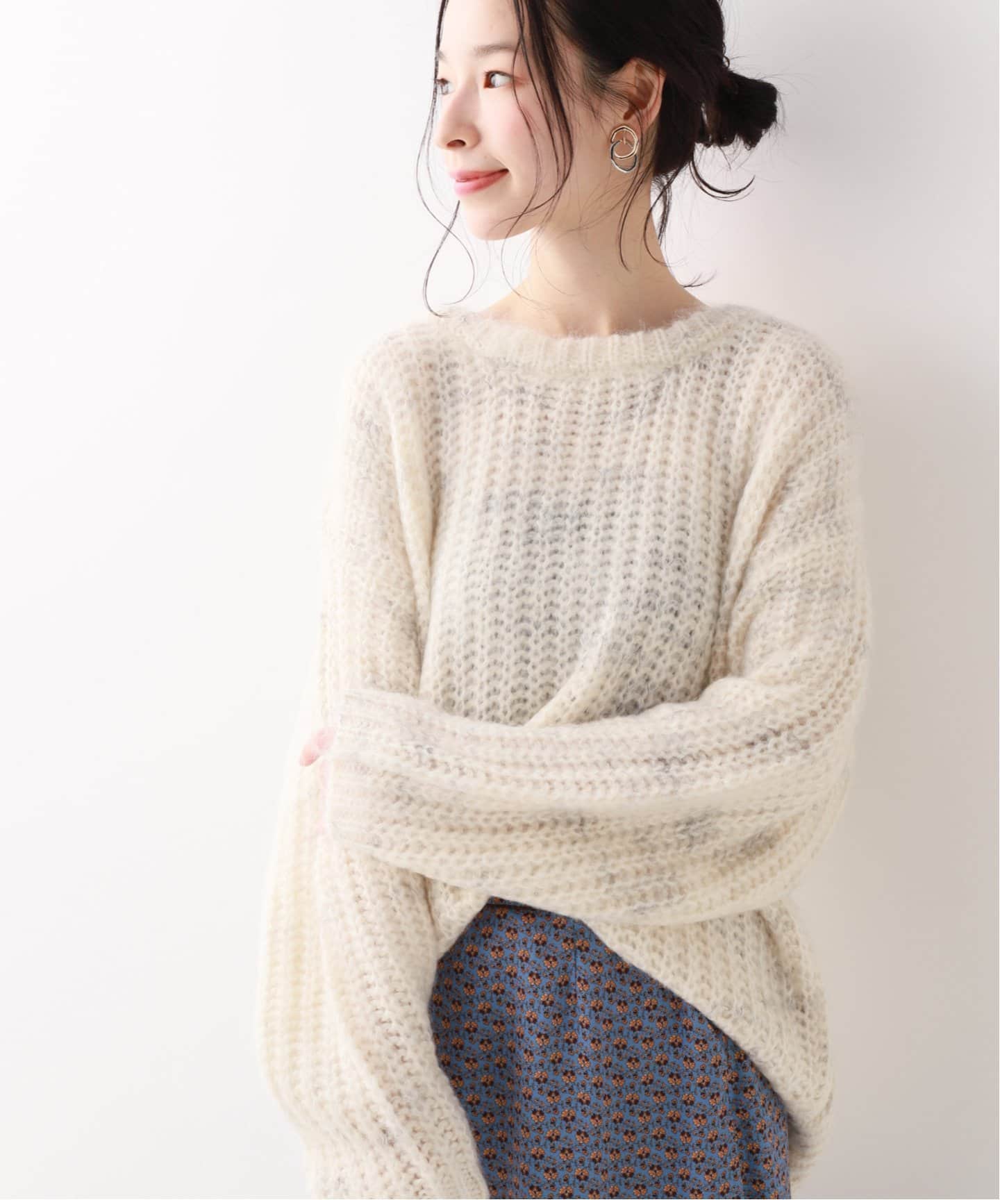 French wool畦ハーフジップニットプルオーバー（ニット