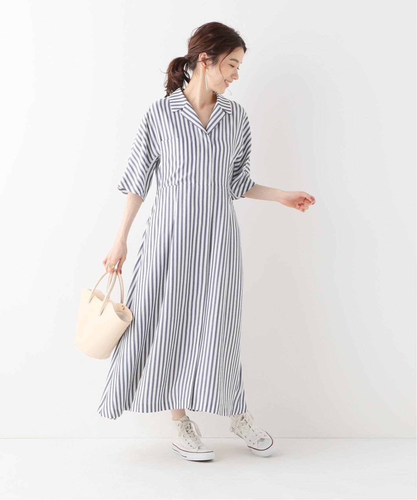 IENA リネンウエストマークワンピース ストライプ IENA（イエナ）の「リネンウエストマークワンピースストライプ