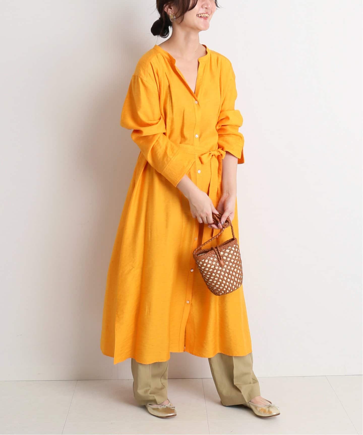 SLOBE IENA】リネン混シャツスキッパーワンピース◇[品番