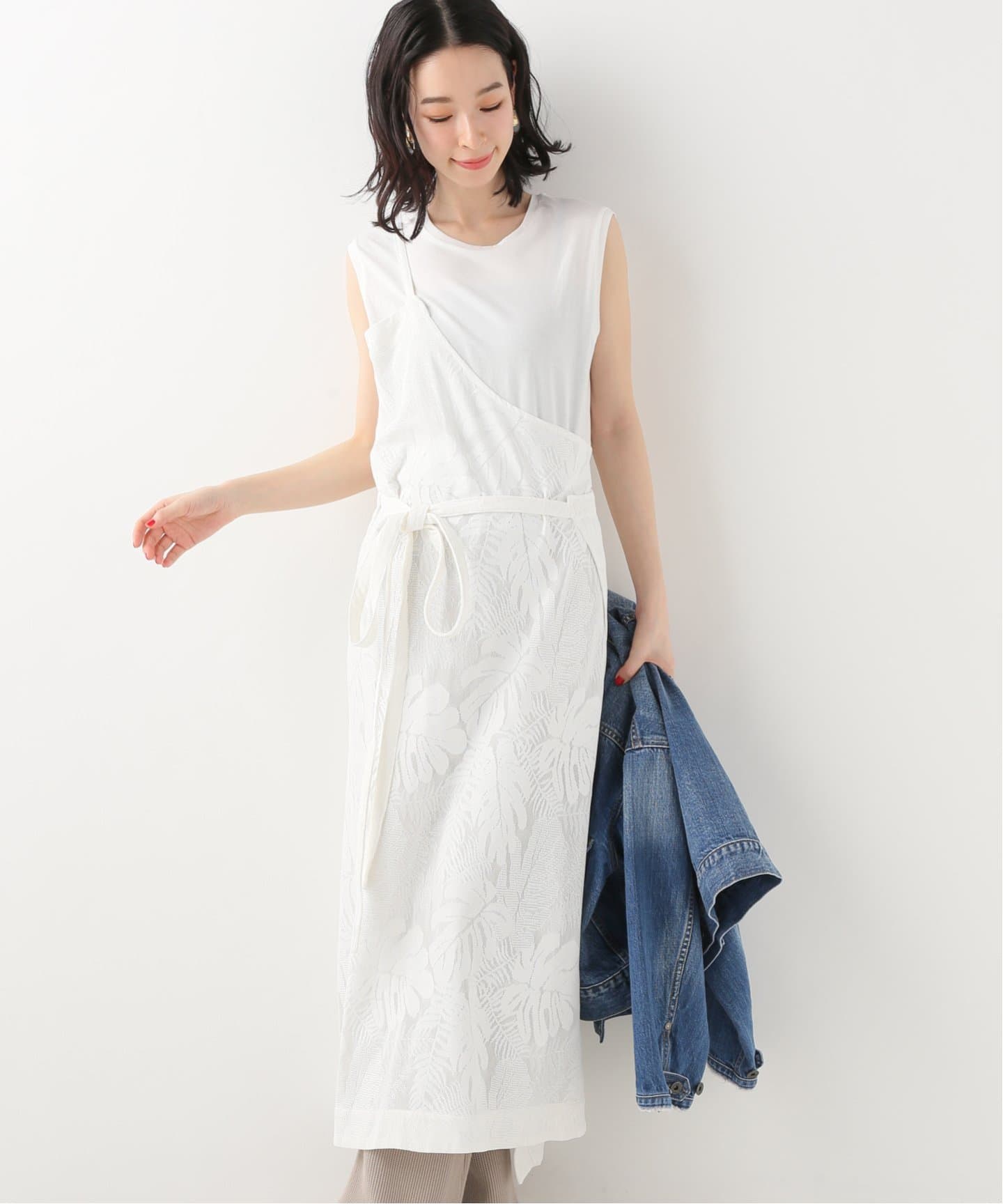 women>Yarmo(ヤーモ) ワンショルダー エプロンワンピース (YAR