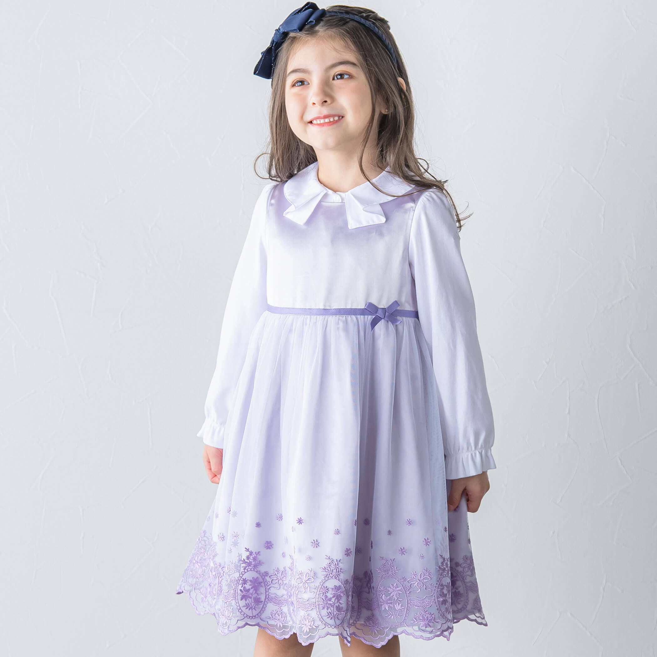bebe シルク ワンピース S チュールレース+サテンワンピース(110~130cm)[品番：BEBK0008123
