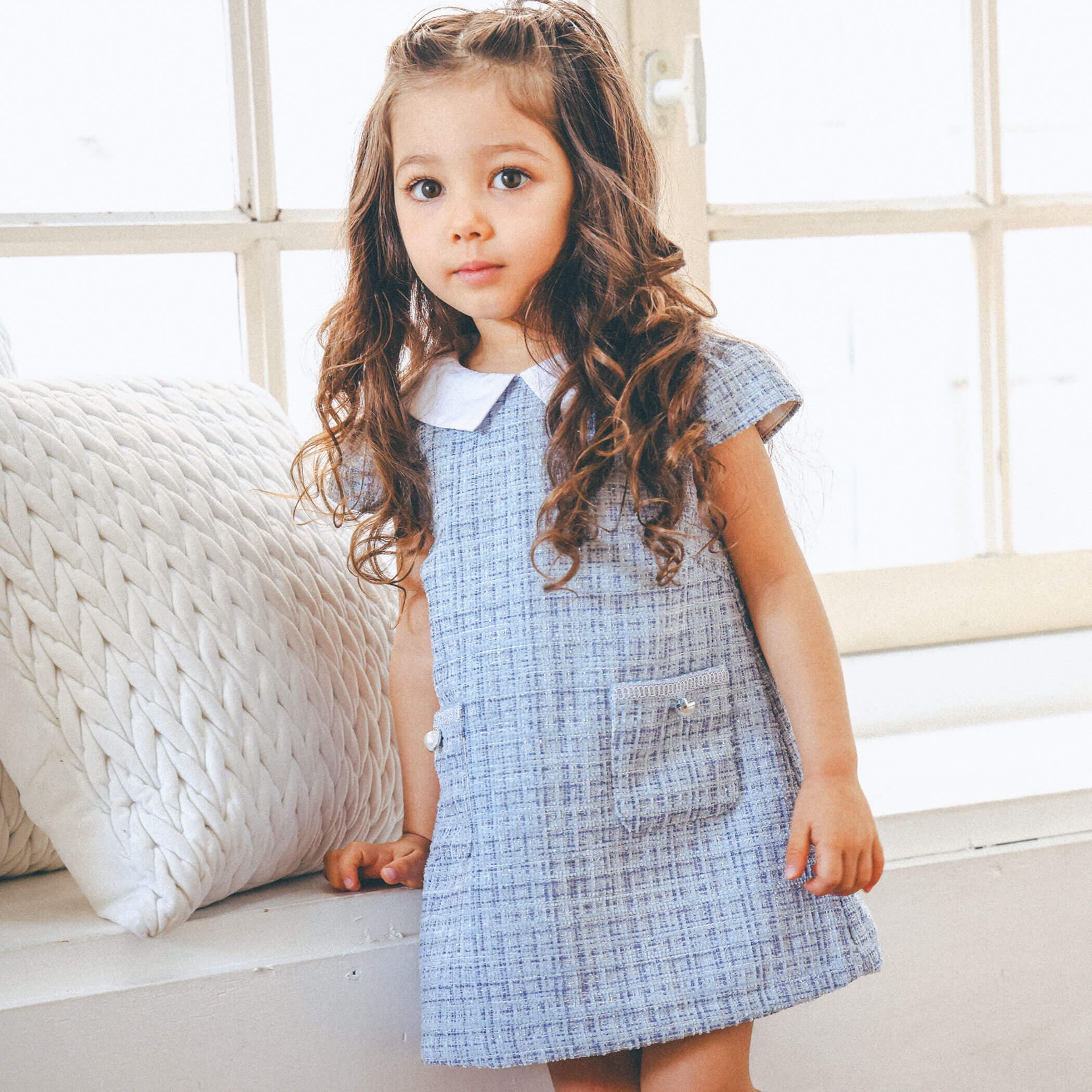 お揃い】ラメツイード襟付きワンピース(80~90cm)[品番：BEBK0008418