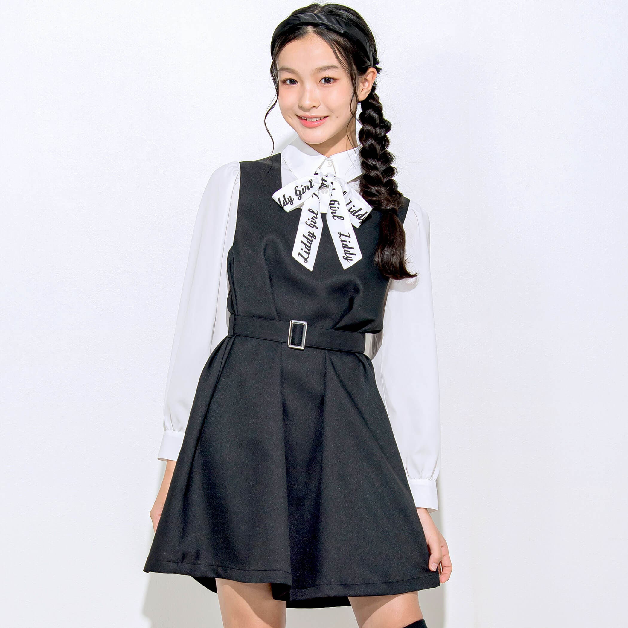 ニコ☆プチ 掲載  】リボンタイ付きワンピ―ス(130~160cm)[品番：BEBK0008222]｜ZIDDY（ジディー）のキッズファッション通販｜SHOPLIST（ショップリスト）