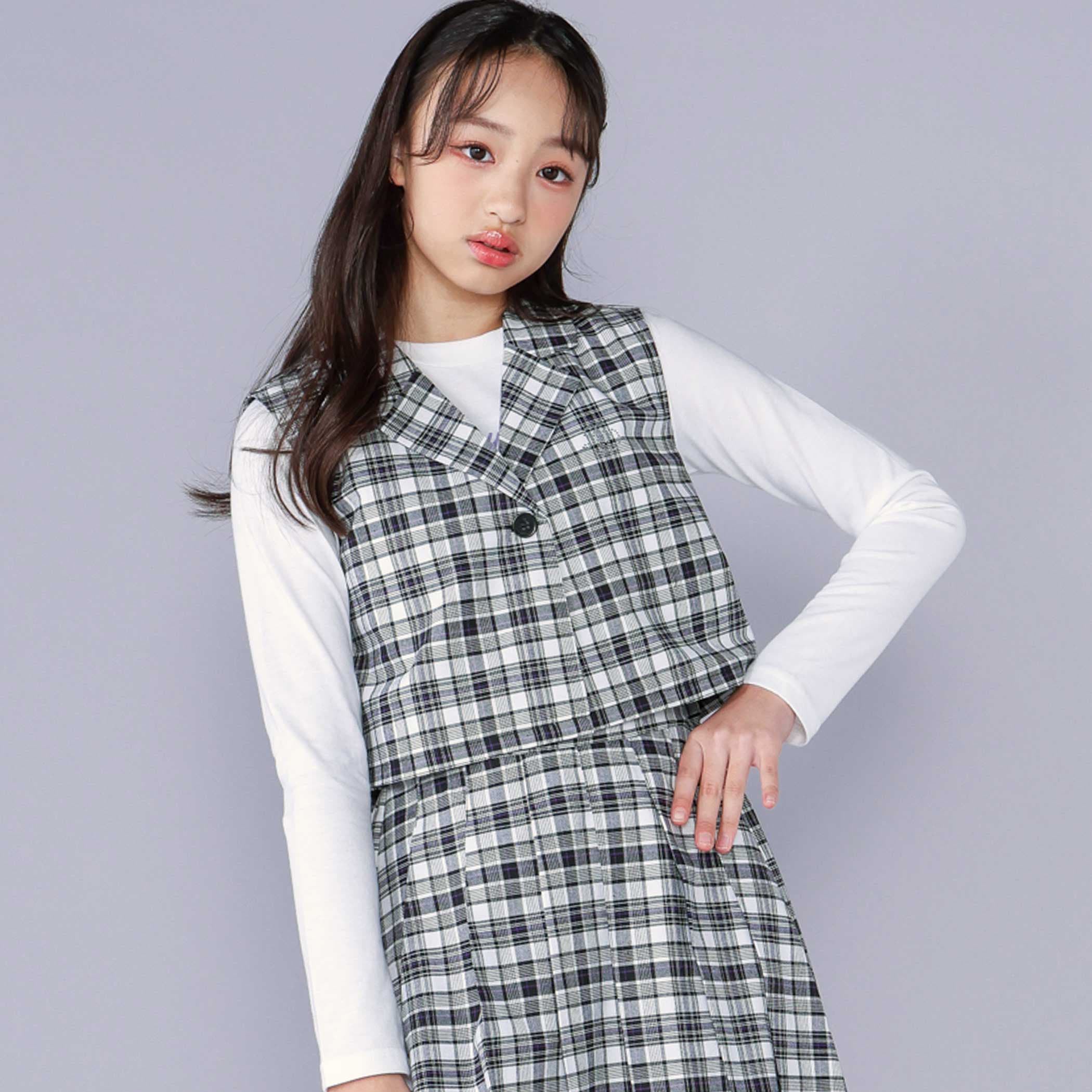 ニコ☆プチ 掲載 】ジレ＆ベーシックTシャツセット(130~160cm