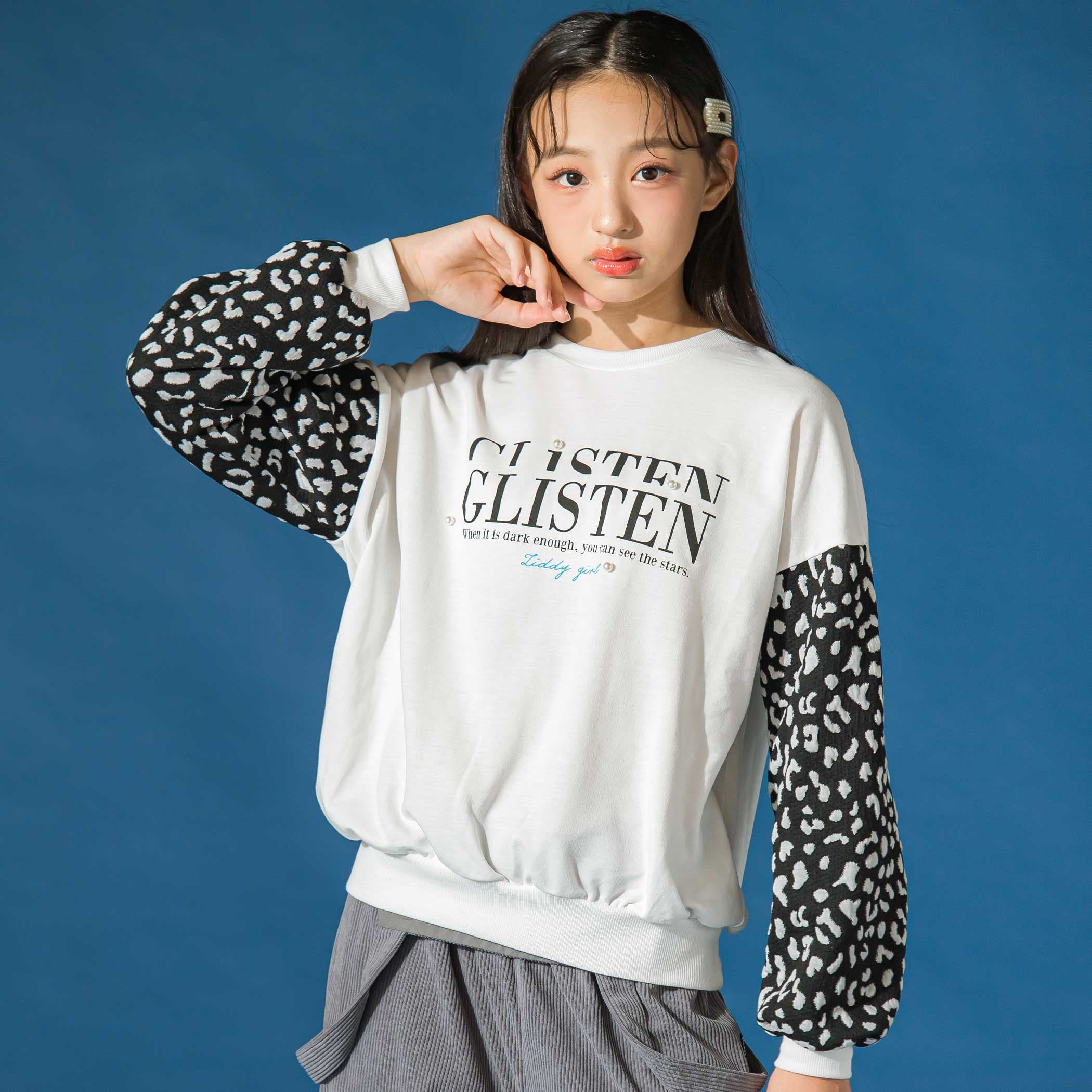 裏起毛ヒョウ柄ドッキングトレーナー(130~160cm)[品番：BEBK0010207