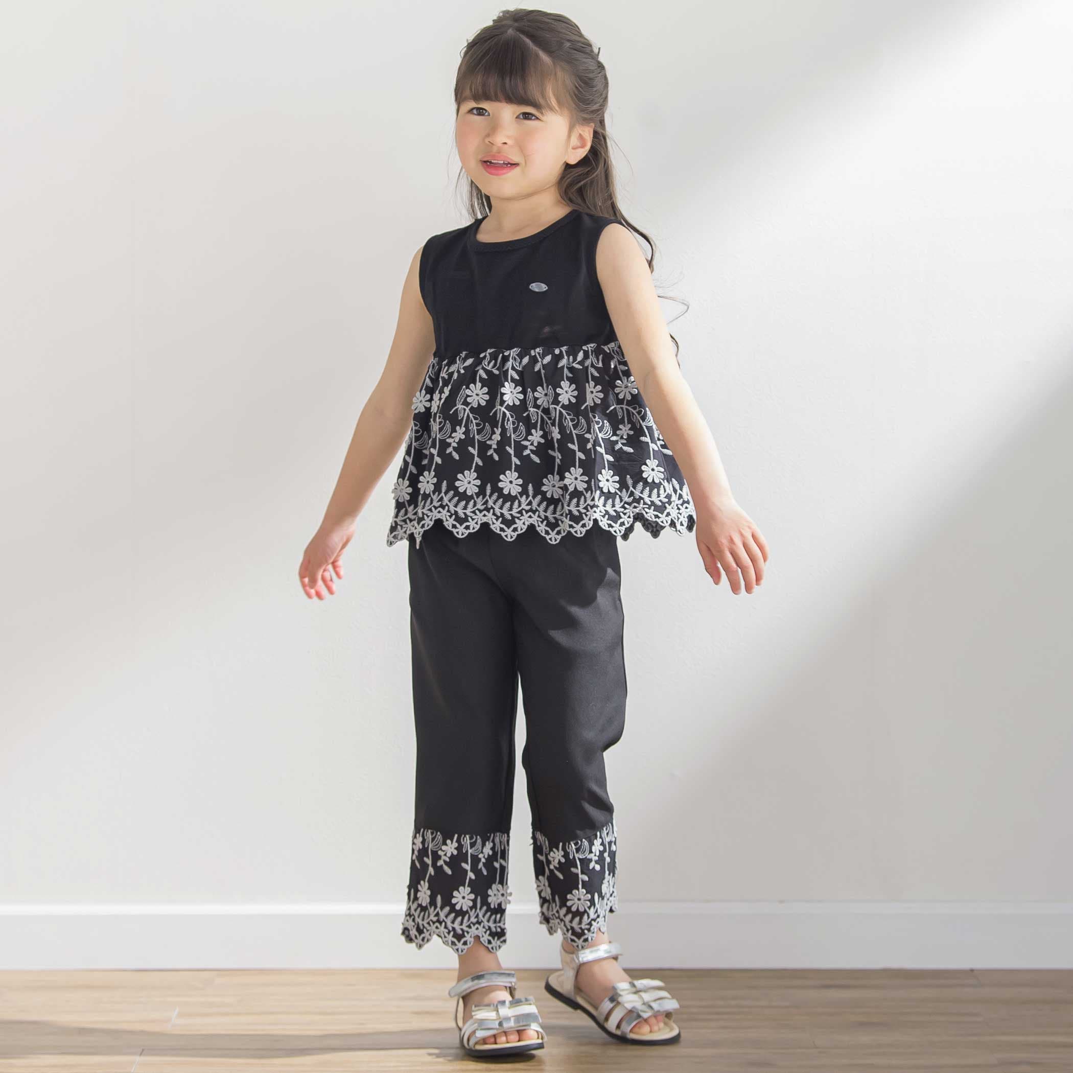 立体花綿刺しゅうレースセットアップ(95~150cm)[品番