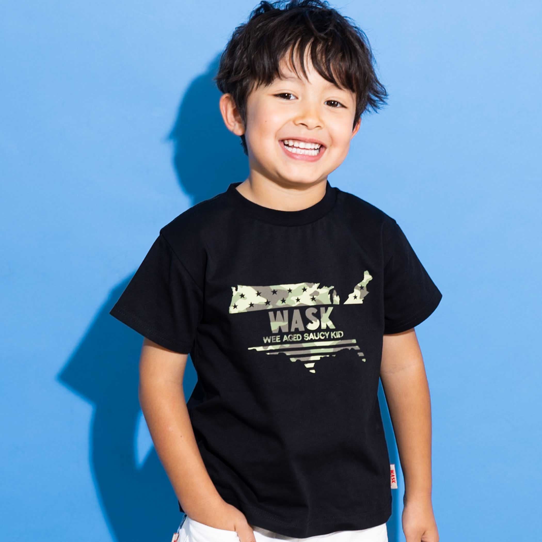 接触冷感】WASKアイコン迷彩柄天竺Tシャツ(100~160cm)[品番