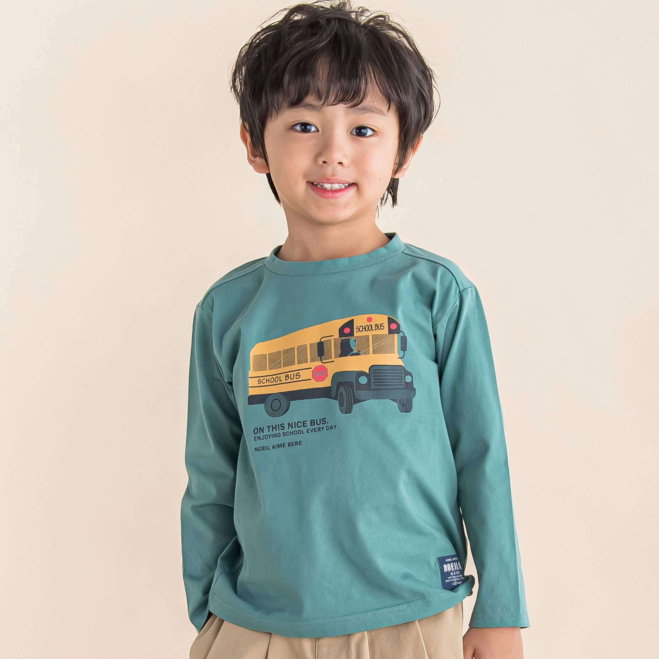 スクールバスプリントTシャツ(80~130cm)[品番：BEBK0009482