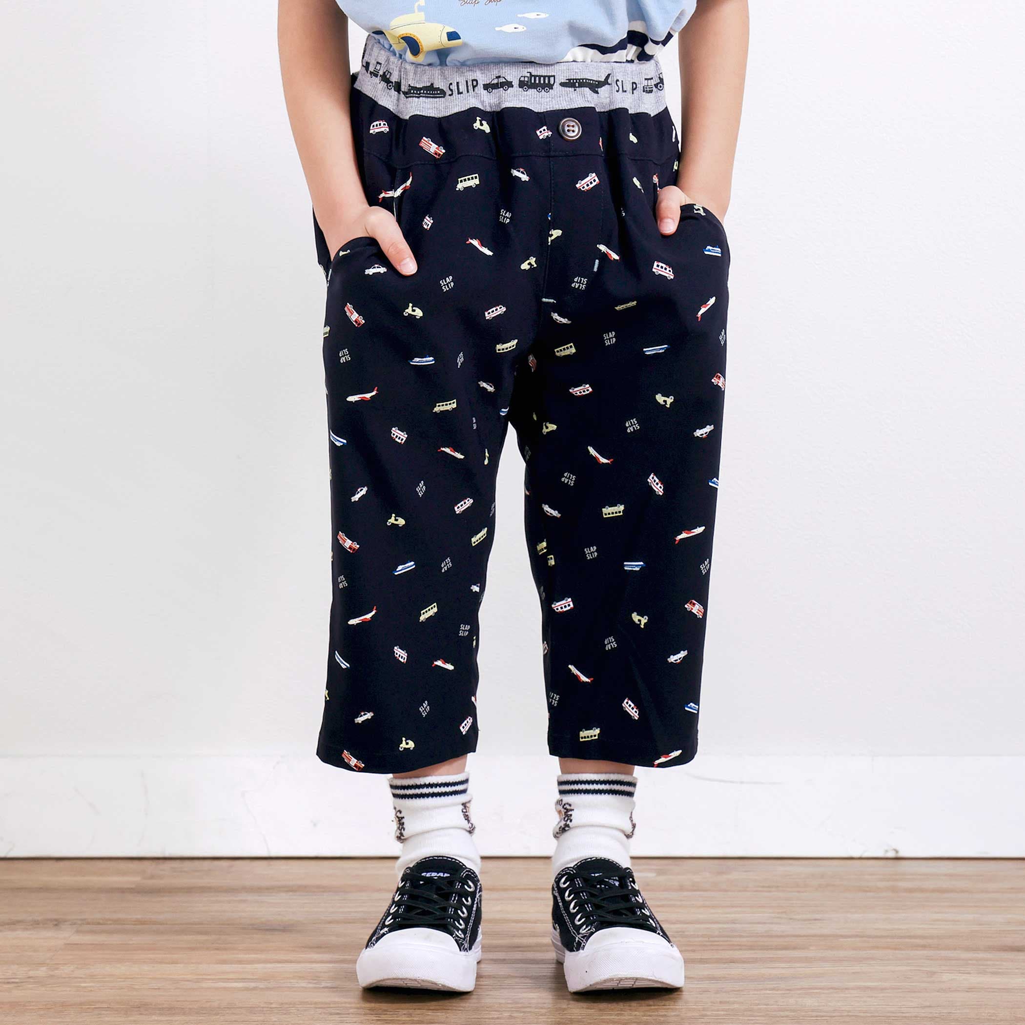 らくのび】ウエストリブラインプリント乗り物柄ストレッチ7分丈パンツ(80~13…[品番：BEBK0010825]｜SLAP  SLIP（スラップスリップ）のキッズファッション通販｜SHOPLIST（ショップリスト）